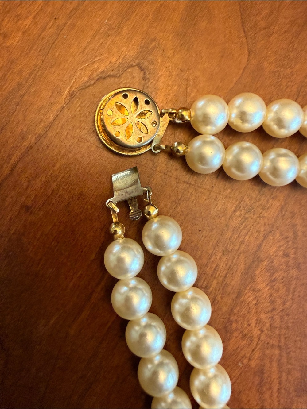 Vintage Ivory Graduated Faux Pearl Dual-Strand Necklace Coquette Champagne - Picture 6 of 11